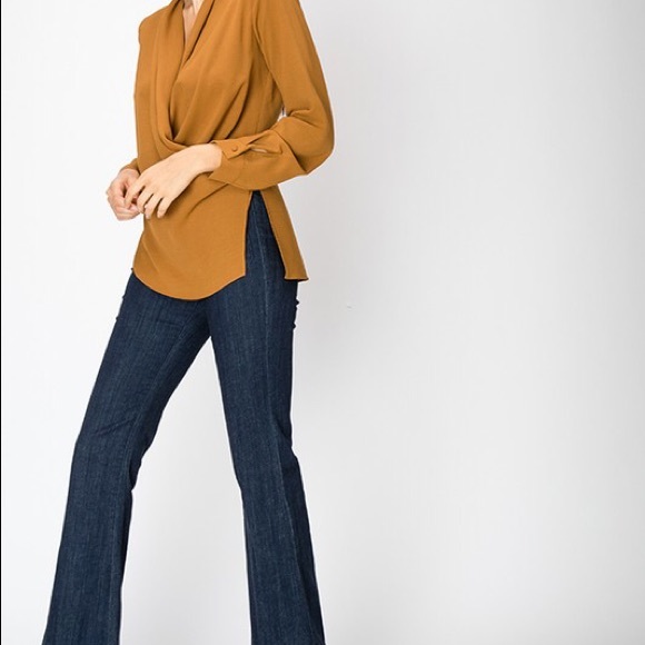 Mustard Faux Wrap Top - Picture 4 of 4